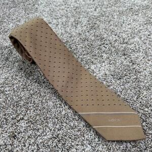Lanvin‎ New York Paris Necktie Mens Brown Black Polkadot Luxury logo 55" slim